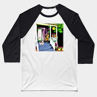 Cat on the porch Baseball T-Shirt